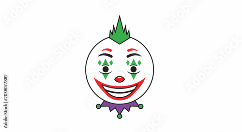 Canvastavla Funny Clown Face with Green Mohawk and Red Nose