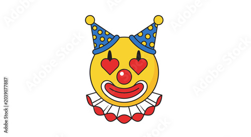 Bilde på lerret Happy Clown Face with Hearts for Eyes