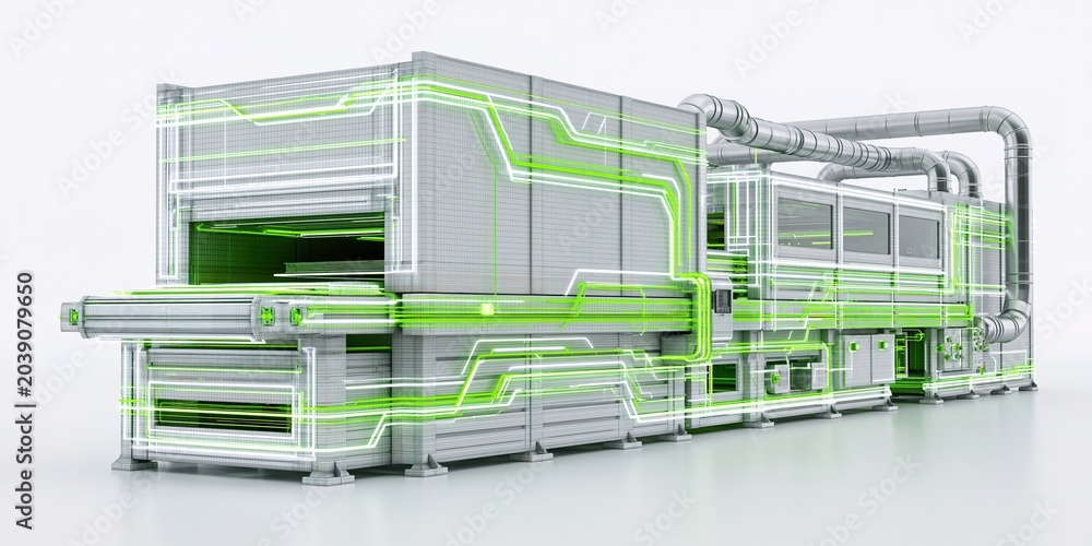 Fototapeta premium Green Networked Factory Exterior