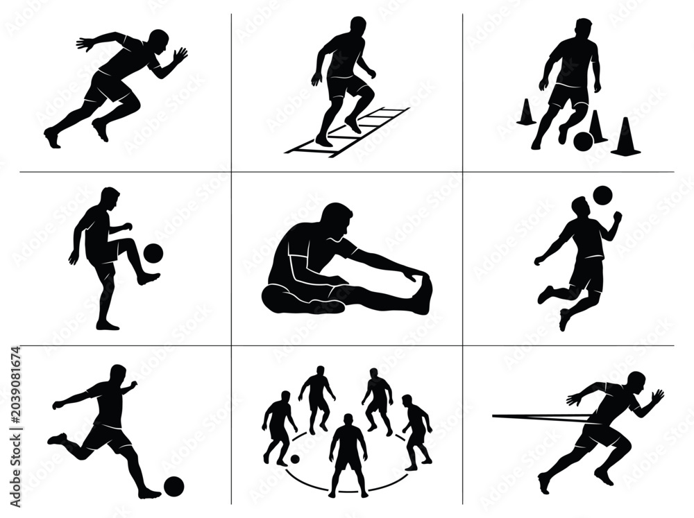 Fototapeta premium Dynamic Action Sports Icons A Collection of Athletic Movement and Training Illustrations