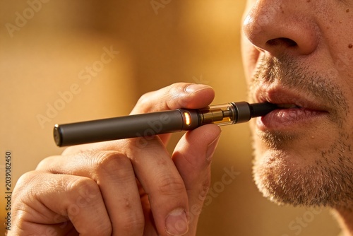 man, electronic cigarette, close-up,