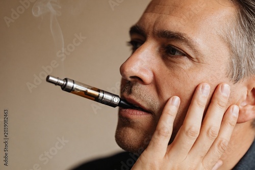 man, electronic cigarette, close-up,