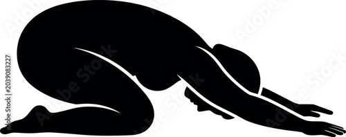 Woman in Child's Pose Yoga Silhouette