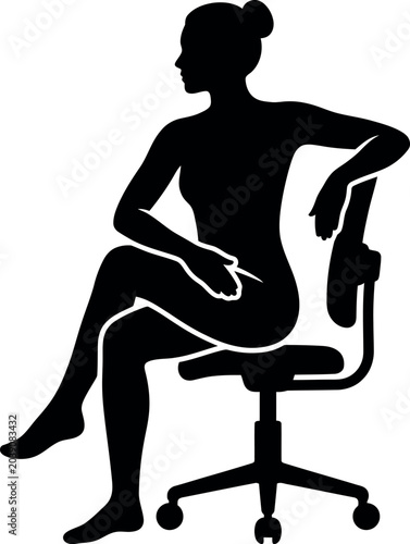 Woman Sitting on Office Chair Silhouette Icon