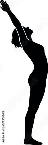 woman practicing yoga pose silhouette black white
