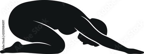woman practicing yoga pose silhouette black white