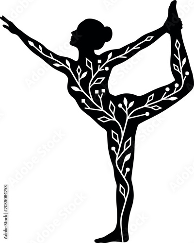 dancer performing arabesque pose silhouette black white