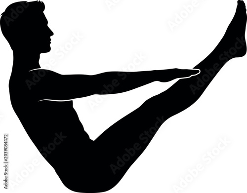 man performing yoga pose silhouette black white