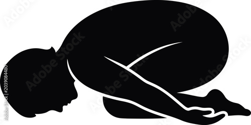 person in child s pose silhouette yoga