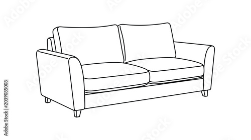 Bild auf Leinwand Two seater sofa line drawing on a white background