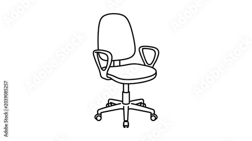 Office chair line drawing on a white background