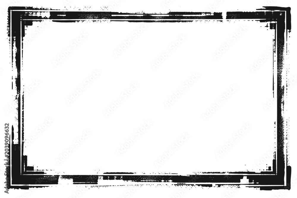 Obraz premium Distressed black rectangular border with a grunge texture and rough edges