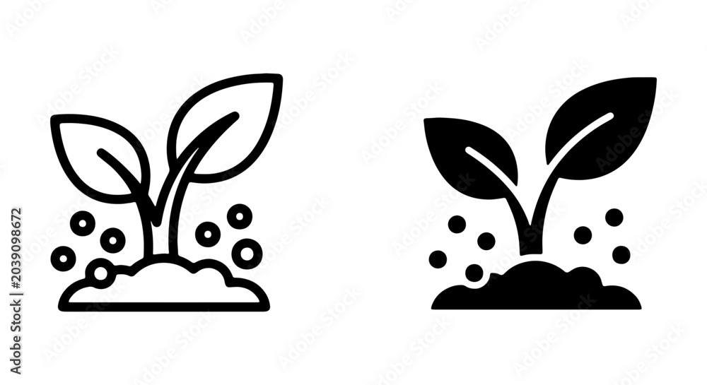 Obraz premium Plant Sprout Icons, Growth Seedling Vector Graphics, Organic Farming Symbol Set