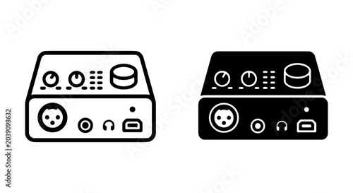 Photos Audio Interface Vector Icons: Studio Gear, Sound Card, Music Production Equipmen