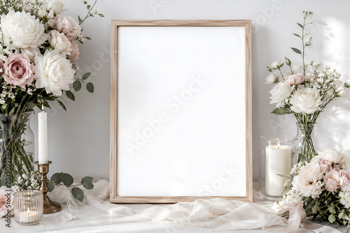 frame mockup vintage frame with roses