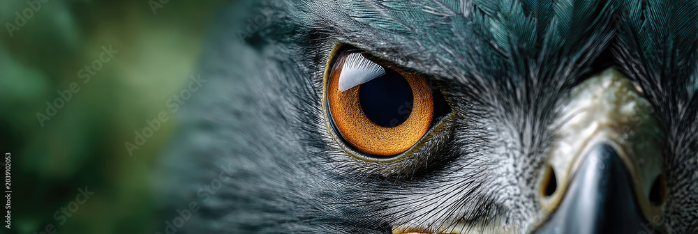 Fototapeta premium Bird eye watching, seeing wildlife in detail, showing natural perception and animal intelligence, focusing on vision and close observation with sharp intuition