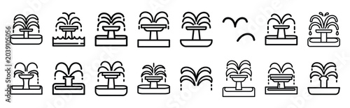 property water fountain web line Icons. Vector Outline icon set of Real Estate.