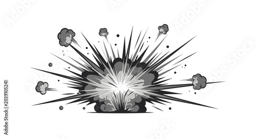 Εκτύπωση καμβά Explosion with flying debris fragments.