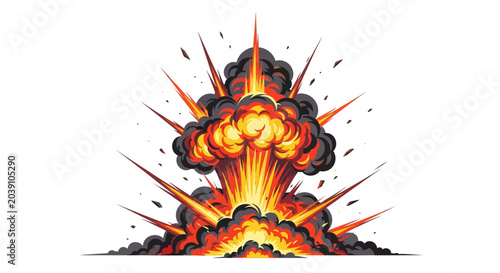 Quadro su tela Explosion blast with fire and smoke.