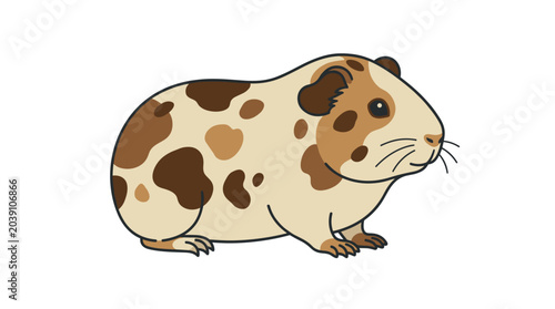 Obraz na płótnie Cute spotted guinea pig vector illustration isolated on white background
