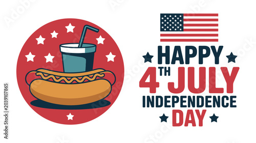 Obraz na plátně Delicious hot dog with a refreshing soda drink showcased in a festive graphic de