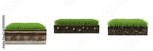 Photos Green Grass Soil Layer PNG Cutout Set, Cross Section Ground Clipart with Dirt an