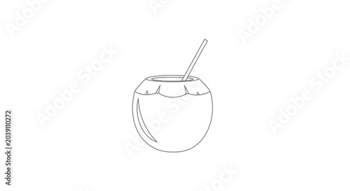 Photos Coconut with straw inserted side.