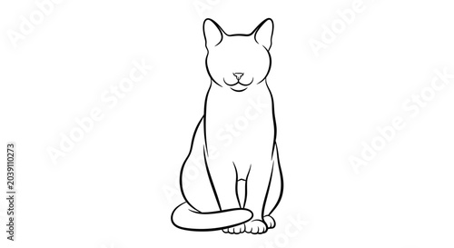 Φωτογραφία A sitting white line art cat.