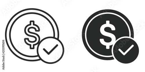 Cuadro en lienzo Money check icon symbolizing financial approval, cash validation, payment verifi