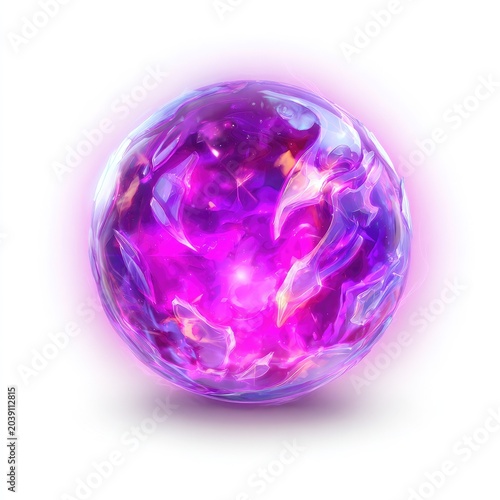 Glowing orb with energy effect against white background fantasy concept