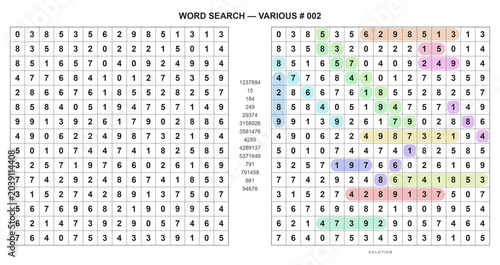 Obraz na plátně Math and numbers word seek puzzle sheet variation 002