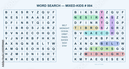 Fotografie Daily life vocabulary word seek puzzle sheet mixed kids 004