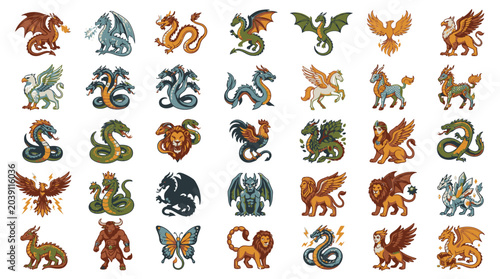 Mythical creatures dragons and beasts.