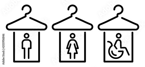 Εκτύπωση καμβά Male, female and disabled changing room icons