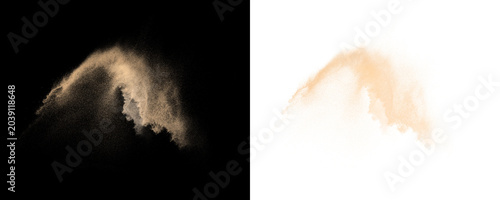 Cuadro en lienzo Explosive sand dust burst with airborne desert particles isolated on transparent
