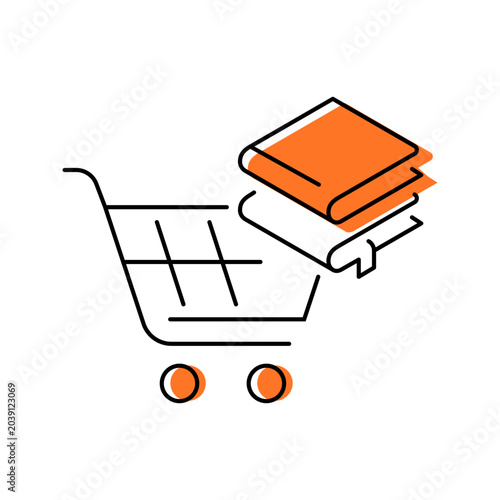 Book purchase icon. Business and ecommerce line symbol. Color.
