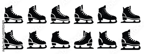 Fotografía ice skate icon set silhouette Vector illustration