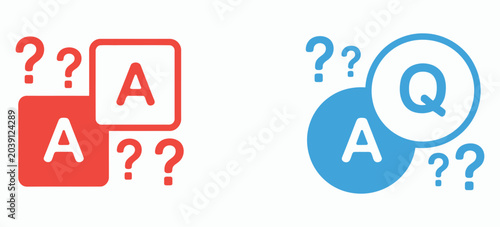 Tableau sur toile Question and answer icon symbolizing FAQ, dialogue, discussion, support system,