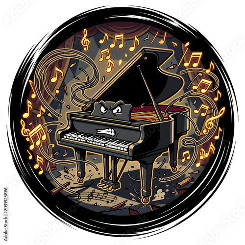 Canvastavla Grand piano musical instrument closeup.