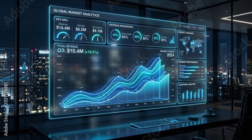 Futuristic Financial Data Display Screen.