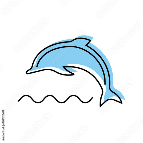 Obraz na plátně Dolphin show icon. Nature and marine mammal line symbol. Color.