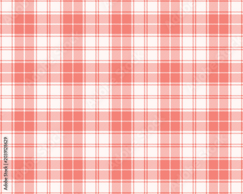 Obraz na płótnie Coral red pastel plaid seamless pattern, vintage plaid check pattern for summer