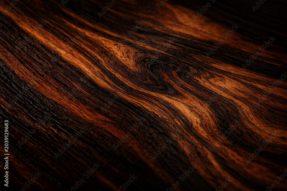 Obraz premium Close-up of beautiful wood grain pattern on dark surface