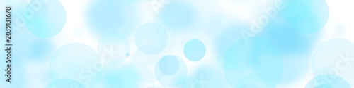 Cuadro en lienzo Light blue bokeh circles on transparent background wide banner header soft cyan glowing spots horizontal design
