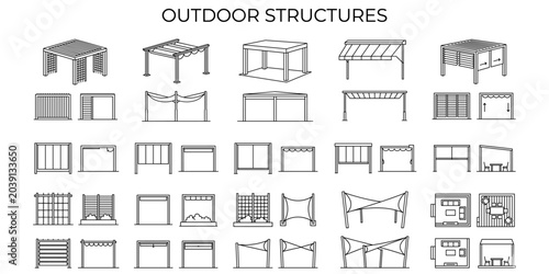 Cuadro en lienzo Modern pergola and canopy architectural vector illustration