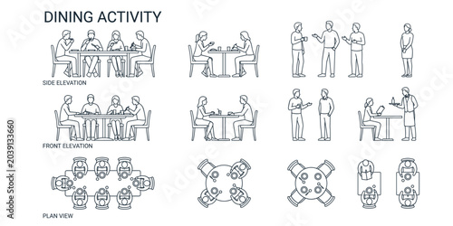 Foto Restaurant dining people vector illustration