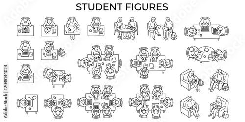 Canvastavla Student top view architectural figures vector illustration