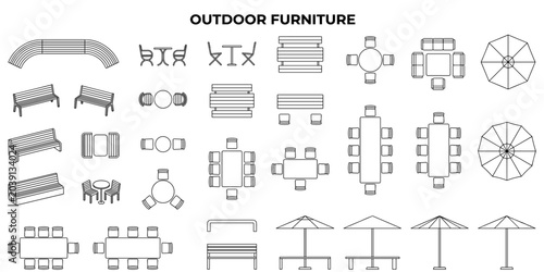 Photos Outdoor furniture CAD blocks vector illustration