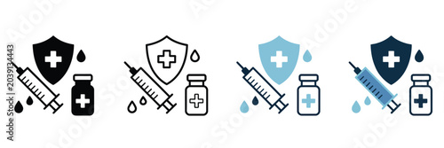 Quadro su tela Vaccination icon symbolizing vaccine injection, immunity protection, healthcare