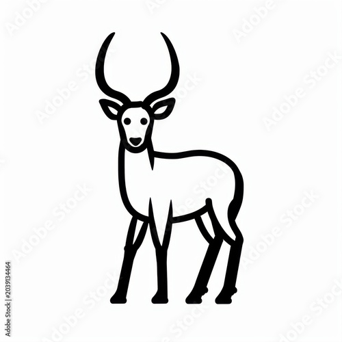 Stylized silhouette of a deer with antlers in minimalist design style